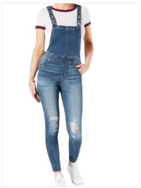Denizen Levi’s Skinny Denim Overalls Jegging Jumpsuit Distressed Blue Sz 4